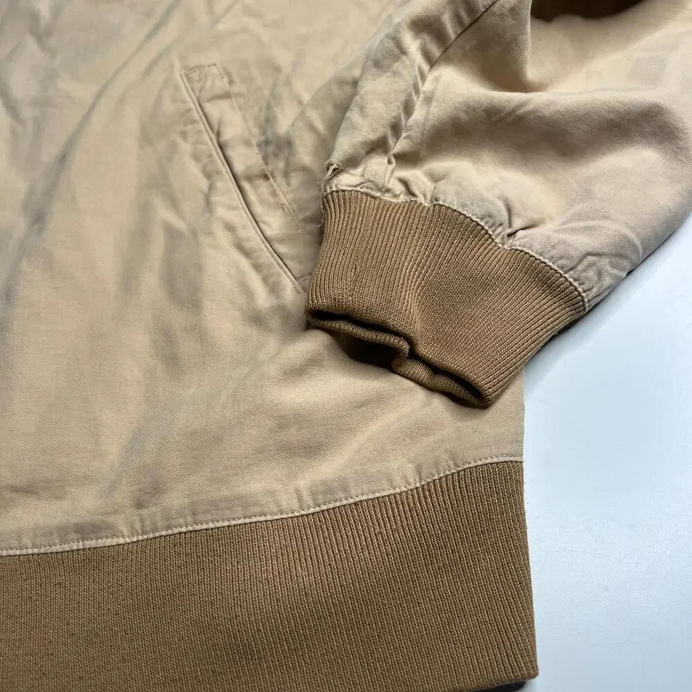 90s vintage Ralph Lauren Beige Harrington Jacket Men’s XL Zip Front‎ Ribbed Trim
